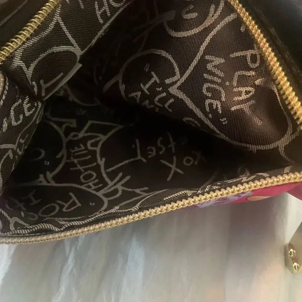 *Betsey Johnson* Pink & Black Pink Floral Wristlet